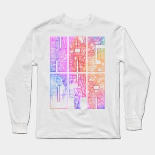 Nagoya, Japan City Map Typography - Colorful Long Sleeve T-Shirt